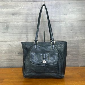 Tory Burch Black Clay Pebble Leather Shopper Tote